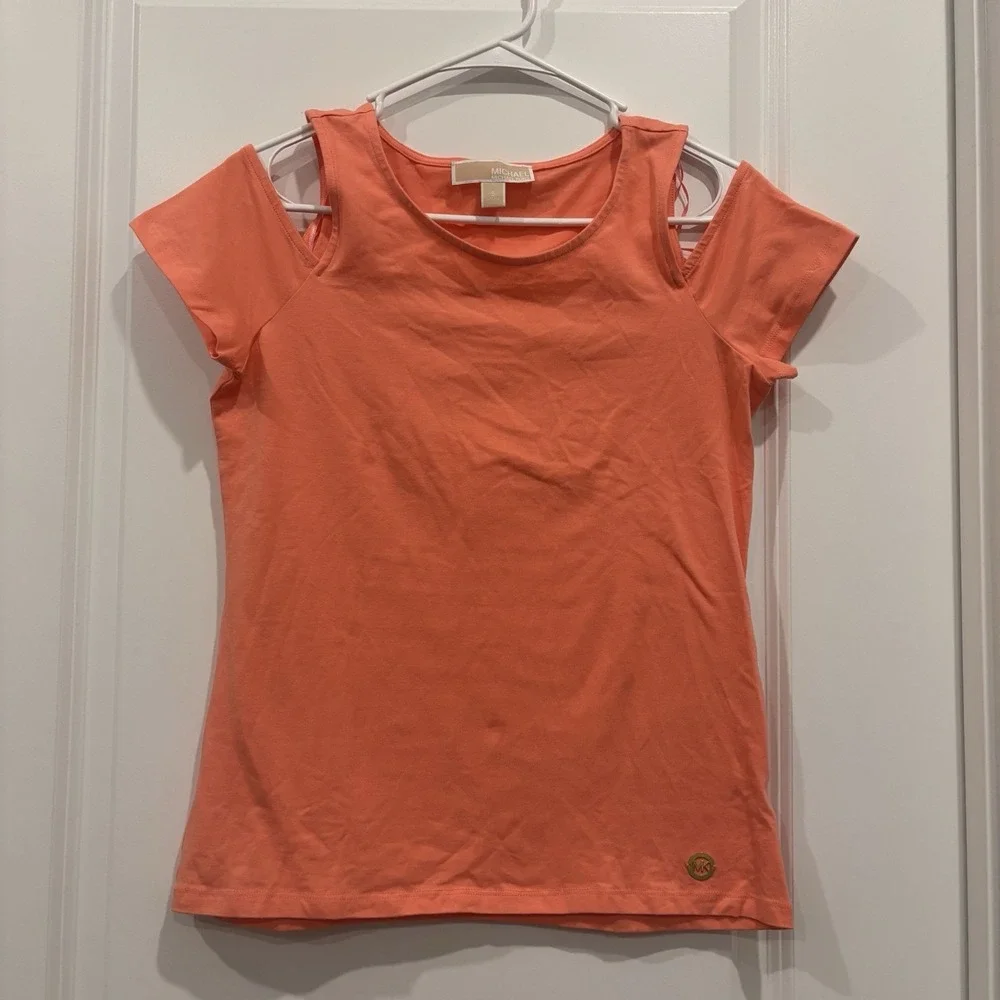 Michael‎ Kors Cold Shoulder Top Casual Everyday Coral Top Size Small